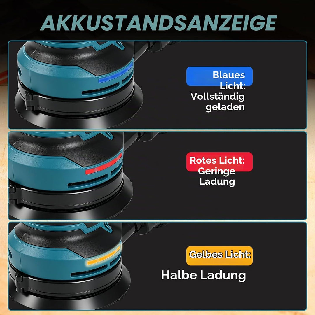 Bürstenloser Exzenterschleifer, kompatibel mit Makita 18V, 125 mm Brushelss Elektrischer Handschleif