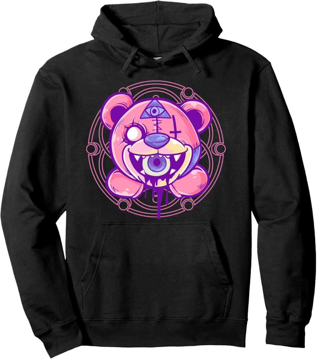 Kawaii Pastel Goth Teddy Pullover Hoodie