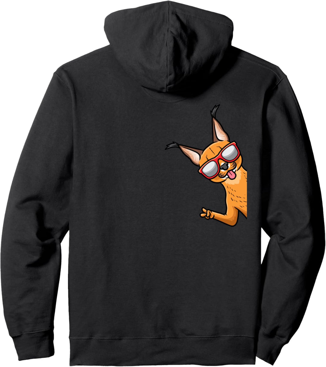 Karakal Katze Wüstenluchs Katzen Von Seite Mit Sonnenbrille Pullover Hoodie