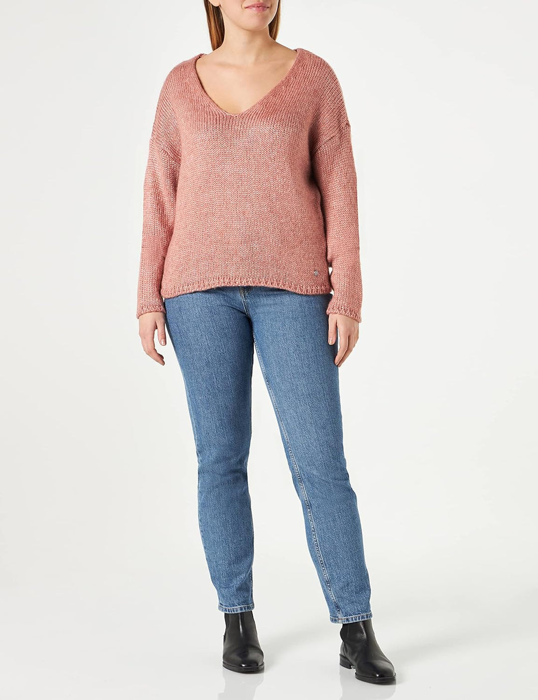 MUSTANG Damen Carla V Sweater Pullover, Ash Rose 8185