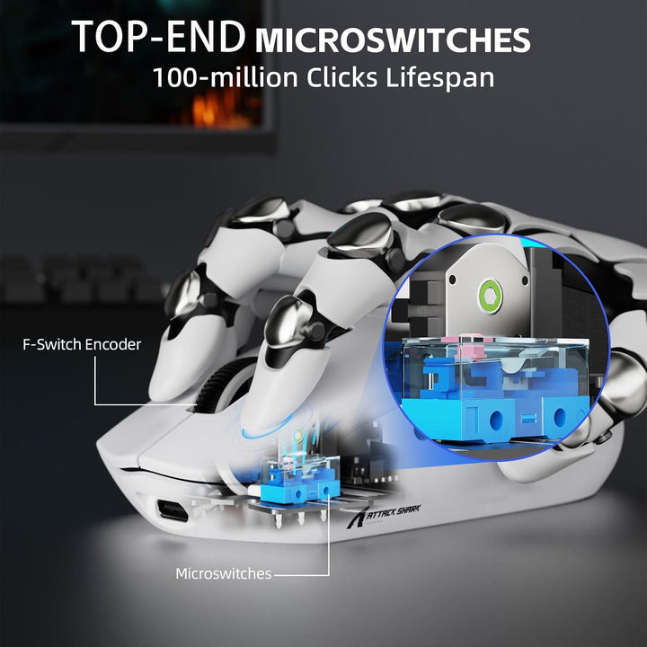 ATTACK SHARK G3PRO Kabellose Gaming-Maus mit Magnetischer Ladestation, PixArt PAW3311-Sensor, Bis zu