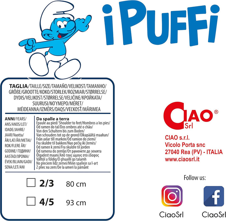 Ciao 14592.2-3 Smurfette Costume Baby Official Smurfs (Size Years) with Cape The Disguise, Blue, Whi