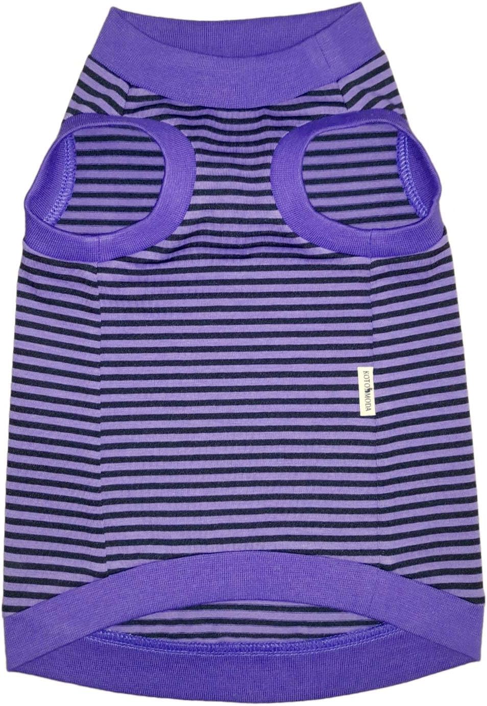 Kotomoda CAT WEAR Baumwoll T-Shirt Lila - Schwarze Streifen (S) S Multi, S Multi