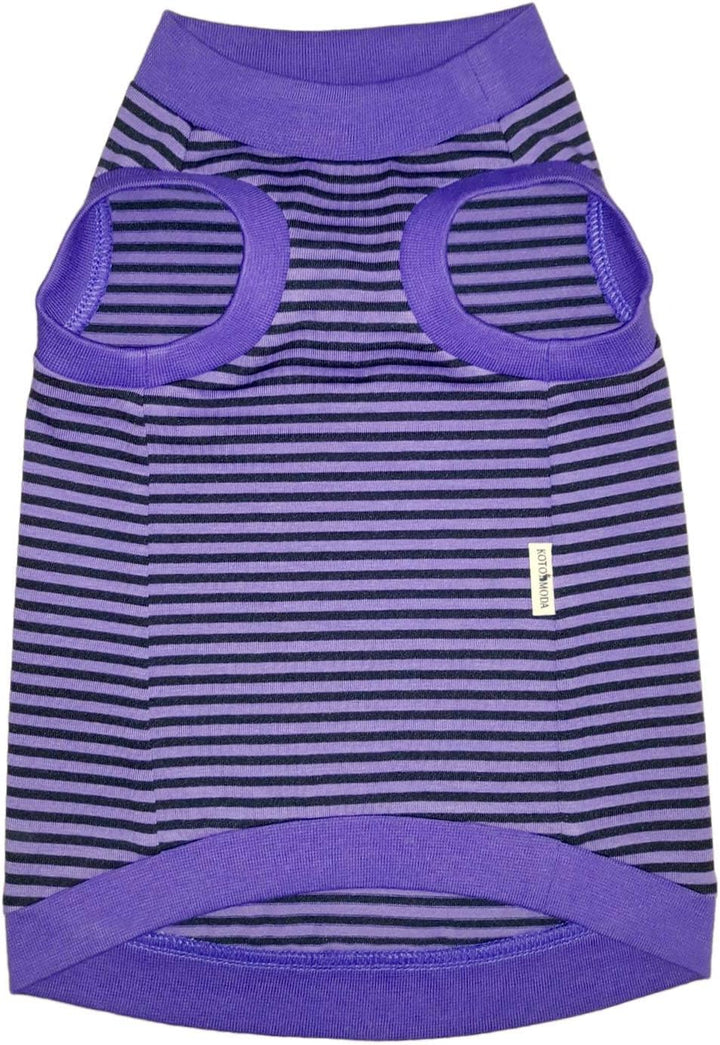Kotomoda CAT WEAR Baumwoll T-Shirt Lila - Schwarze Streifen (S) S Multi, S Multi
