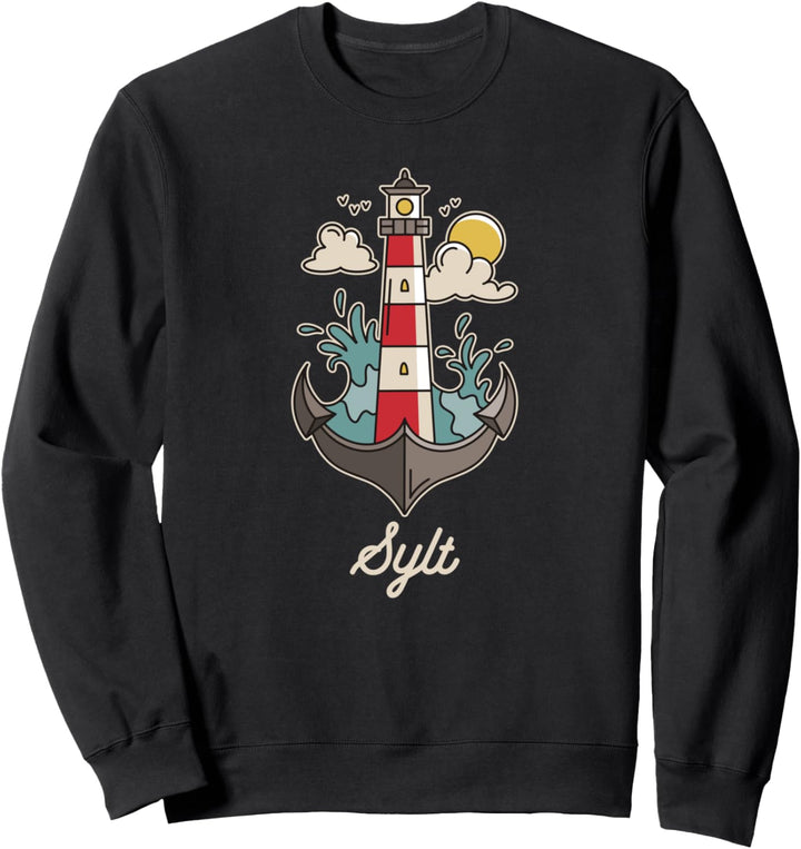 Sylt Nordsee Urlaub Leuchturm & Anker Sweatshirt