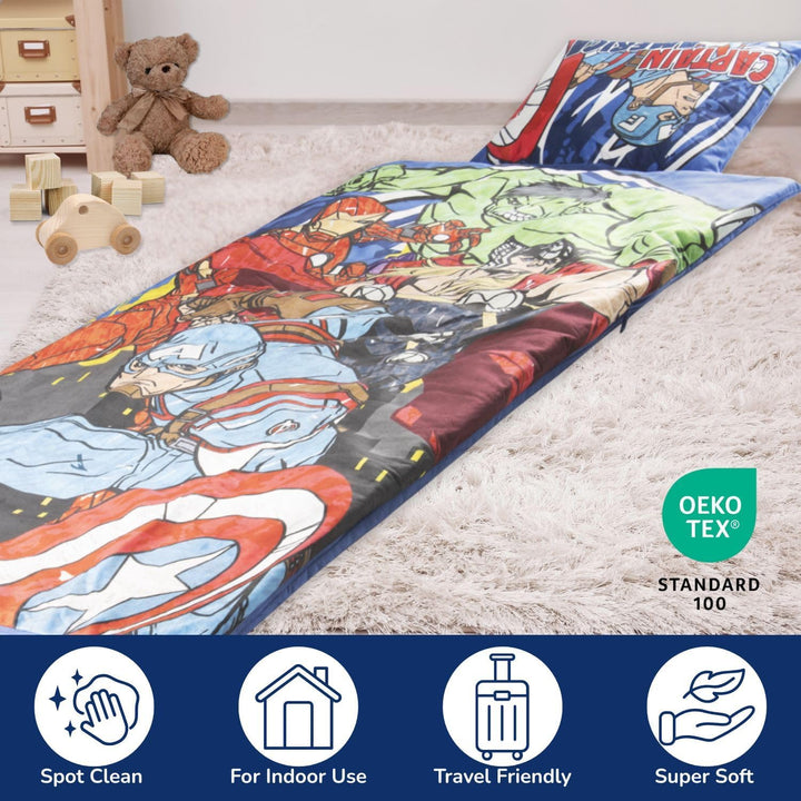 Schlafsack & Kuschelkissen 2er Set für Kinder – Weicher Indoor-Schlafsack mit Tragegriff, Ideal für