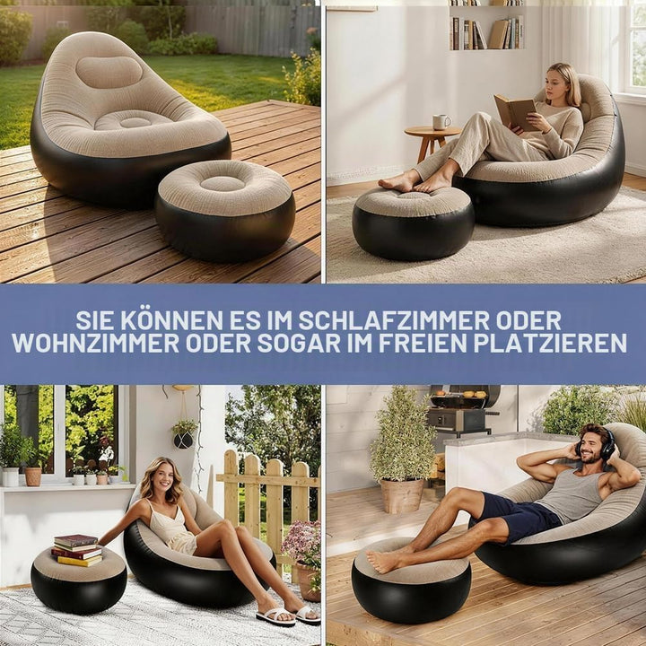 Aufblasbares Sofa mit Fusshocker, Aufblasbarer Sitzsack, Aufblasbares Stuhl Sofa, Luftsofa Aufblasba