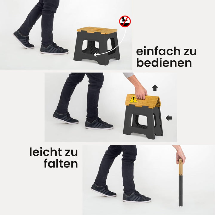 Vigar Kompakte Tritthocker Klappbar für Erwachsene, 27 cm, Klapphocker Faltbar 150 kg rutschfest, Le