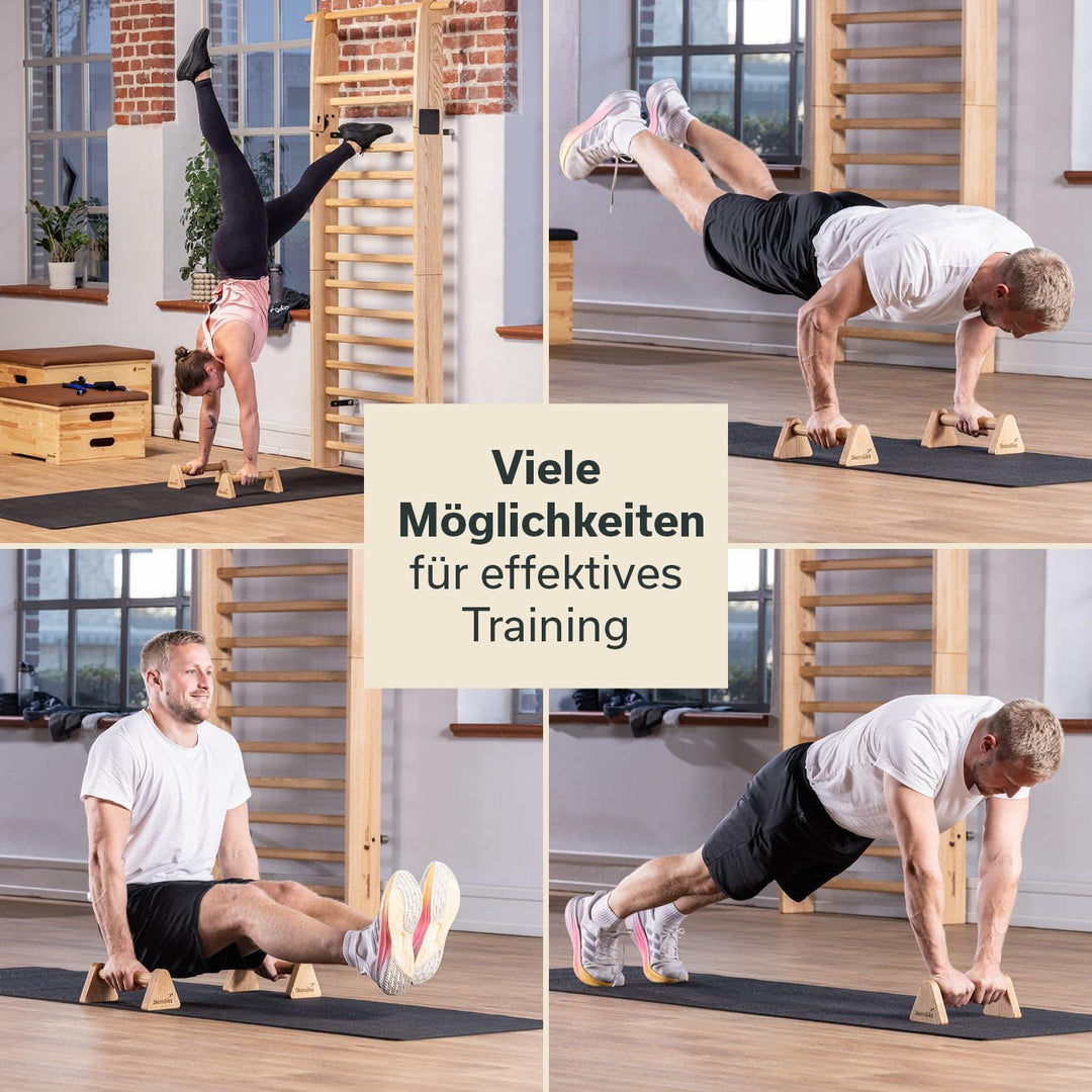 Skandika Vira Liegestützgriffe Holz | Griffe für Handstand & Liegestütze made in Germany, indoor & o