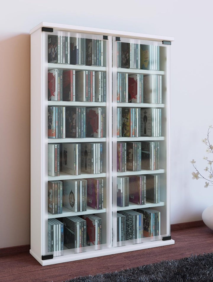VCM Regal DVD CD Rack Medienregal Medienschrank Aufbewahrung Holzregal Standregal Schrank Möbel Blur