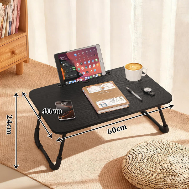 Schwarze Laptop-Schreibtische für Erwachsene Holz-Laptop-Computerständer Tische Klappbarer Lap-Bed-T