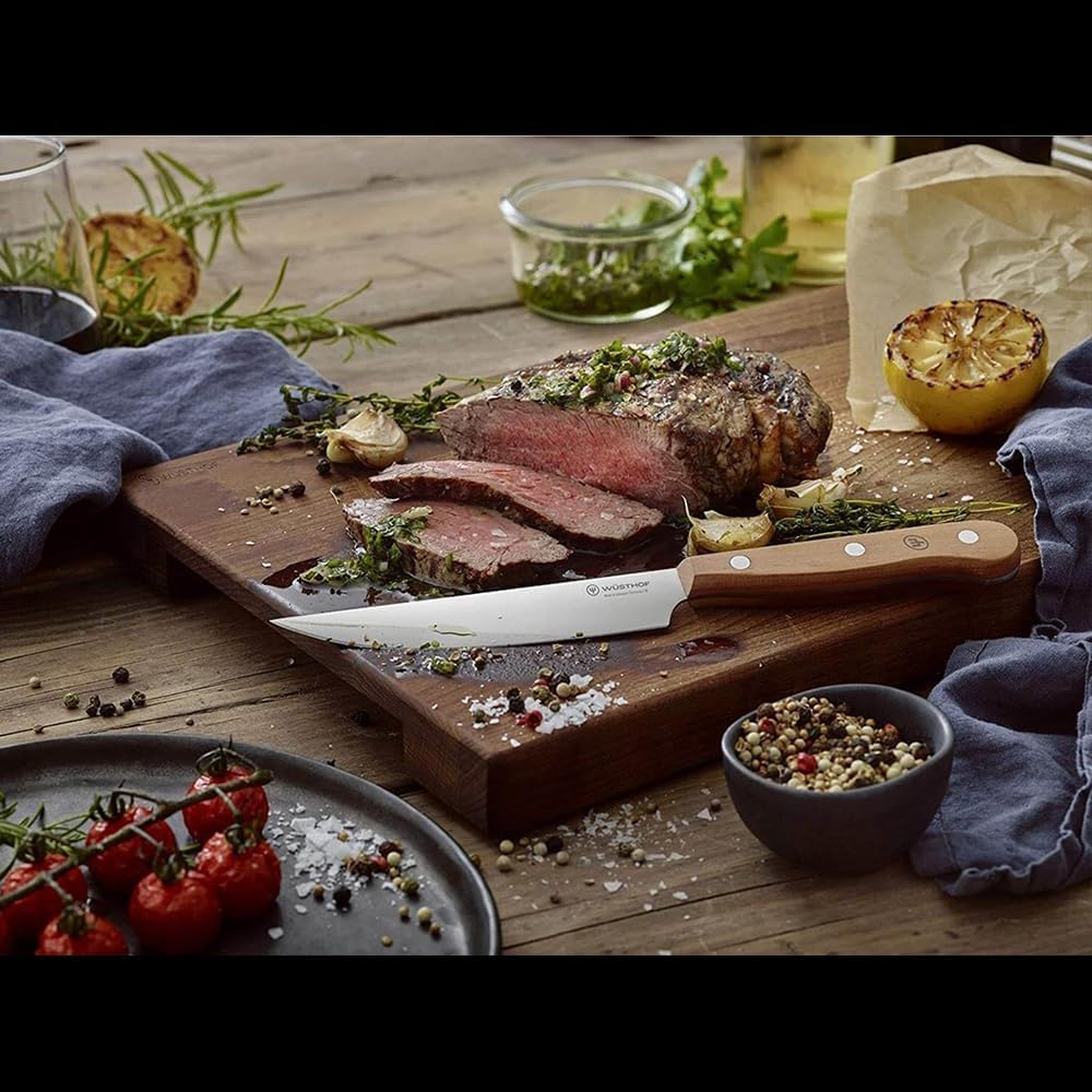 WÜSTHOF Steakmessersatz mit 4 Messern Pflaumenholzgriffe, Pflaumenholzgriffe