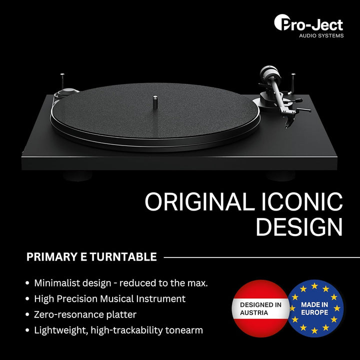 Pro-Ject Primary E Phono, Audiophiler Plug&Play Plattenspieler mit integrierter Phono Vorstufe (Rot)