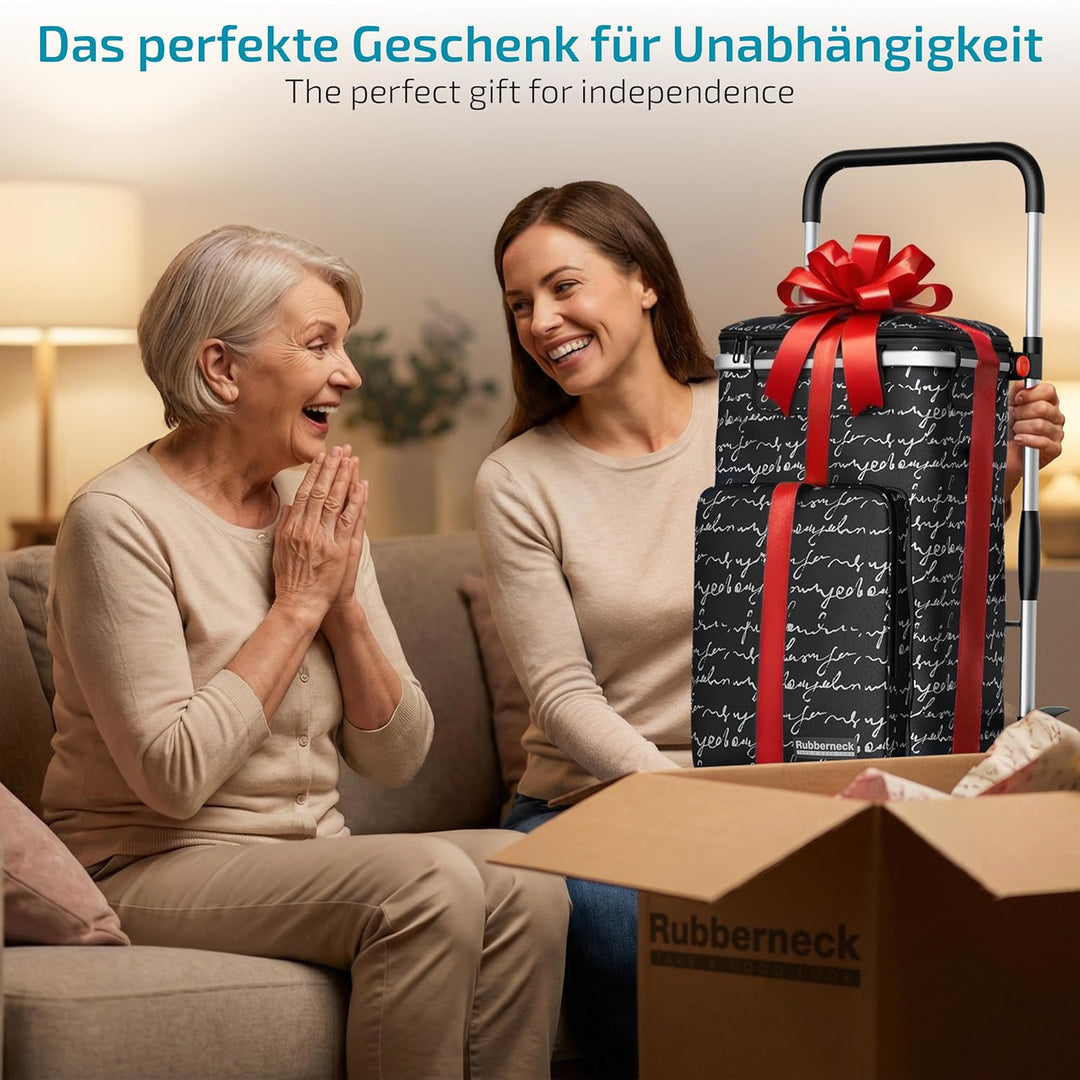 Rubberneck Einkaufstrolley - Klappbarer Einkaufswagen - Kühlfach - Höhenverstellbarer Griff -, Schwa