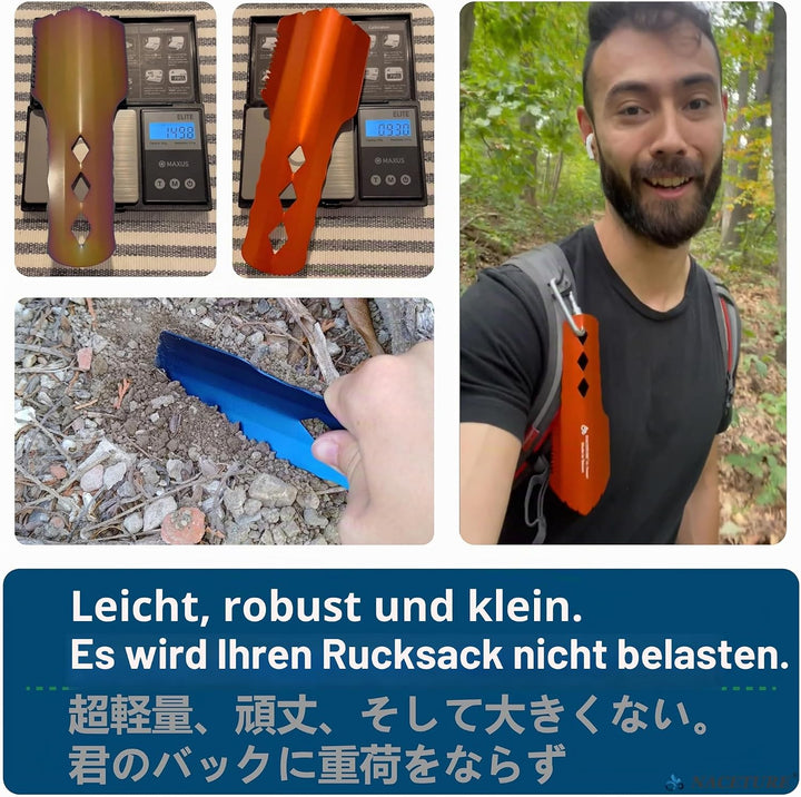 NACETURE Ultraleichte Backpackkelle aus Aluminium, kleines Töpfchen-Multitool mit längerem Griff, un