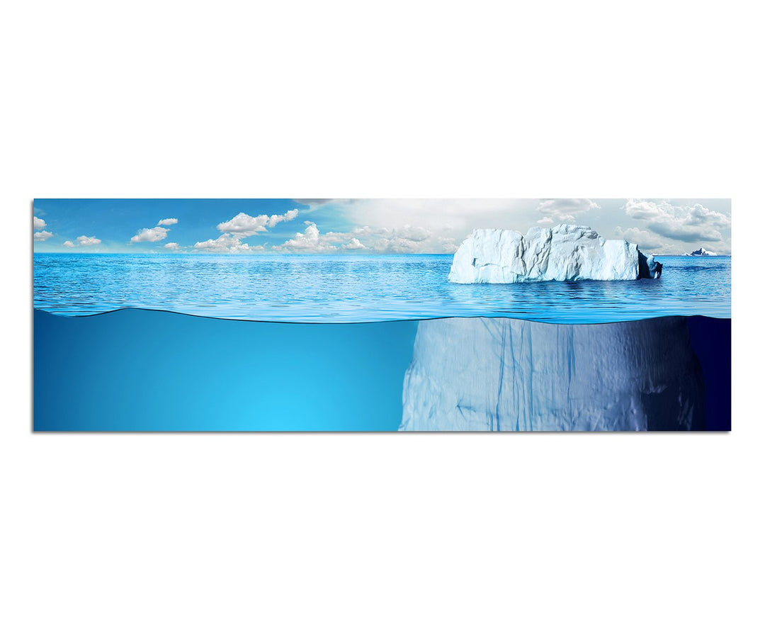 Paul Sinus Art Panoramabild auf Leinwand und Keilrahmen 150x50cm Meer Unterwasser Eisberg