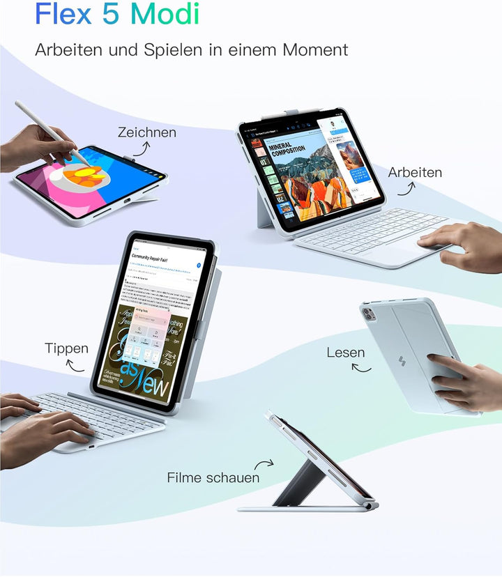 Inateck Hülle mit Tastatur für iPad Air 11 Zoll(2025/2024),Air 5/4,für iPad Pro 11 Zoll, 5,1" Vollfl