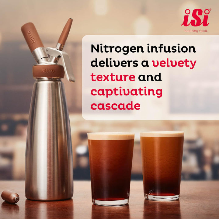 iSi 1790 Nitro Kaffeebereiter Edelstahl Rostfrei, 1 L, Kalt gebrühter Kaffee mit Stickstoff veredelt