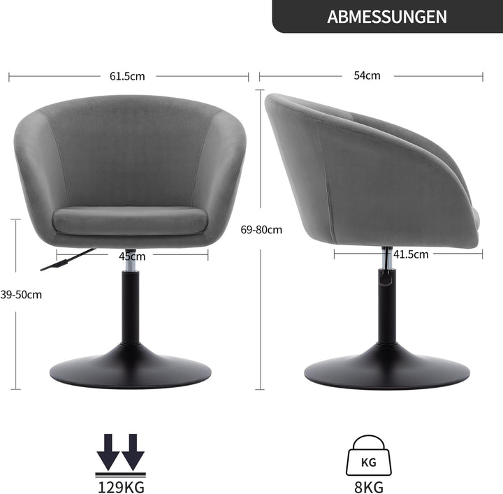 Duhome Schminkstuhl Höhenverstellbar, Lounge Sessel aus Samt Drehbar Cocktailsessel Drehstuhl mit Ar