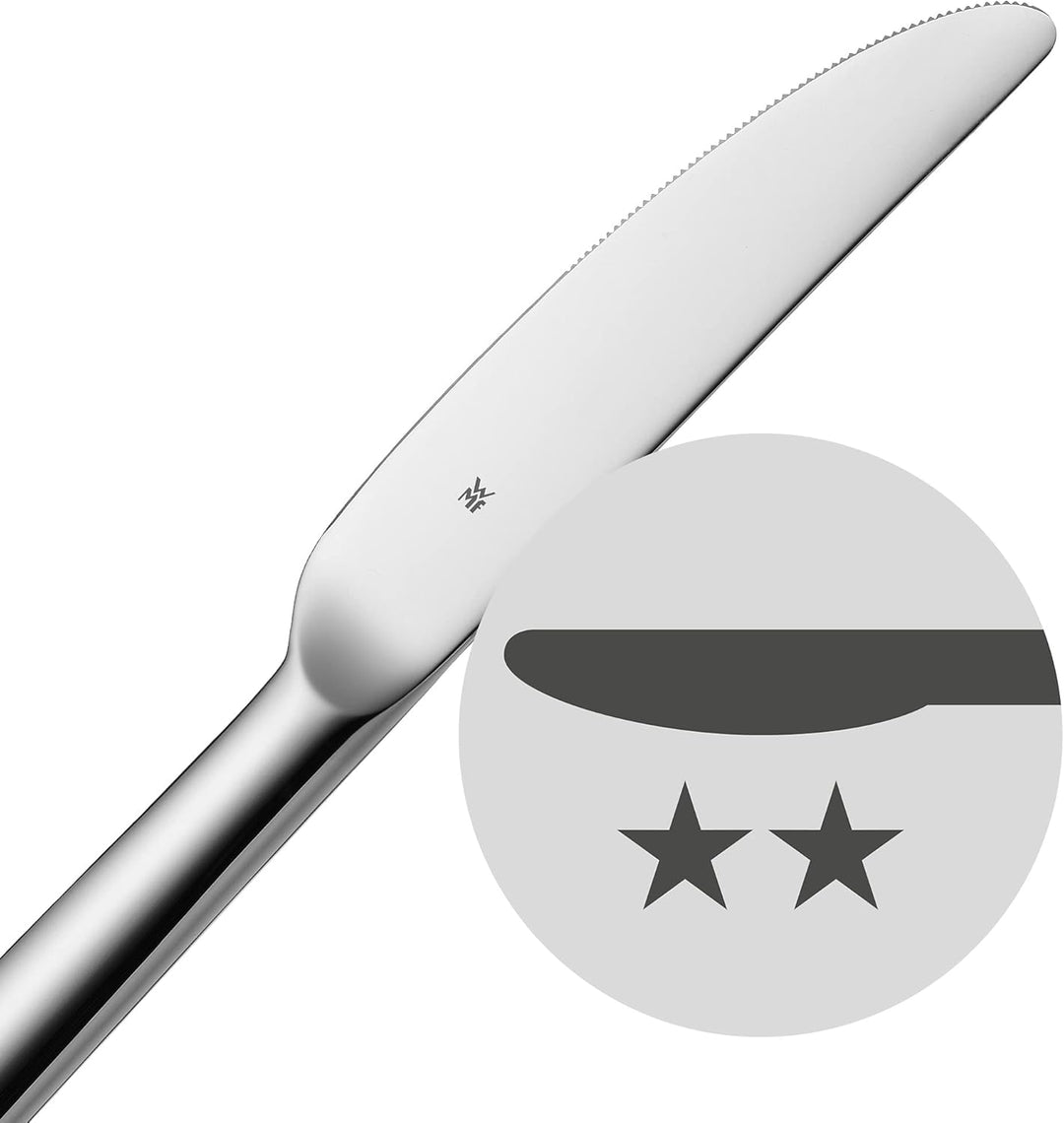 WMF Denver Edelstahl Besteck Set 6 Personen, Essbesteck Set 30 teilig, Monobloc-Messer, Cromargan Ed