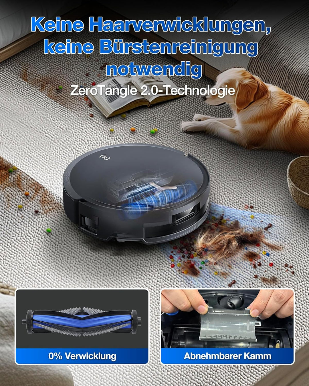 ECOVACS DEEBOT T50 MAX PRO Omni Saugroboter mit Wischfunktion, 18.500Pa, ZeroTangle 2.0, Tiefenreini