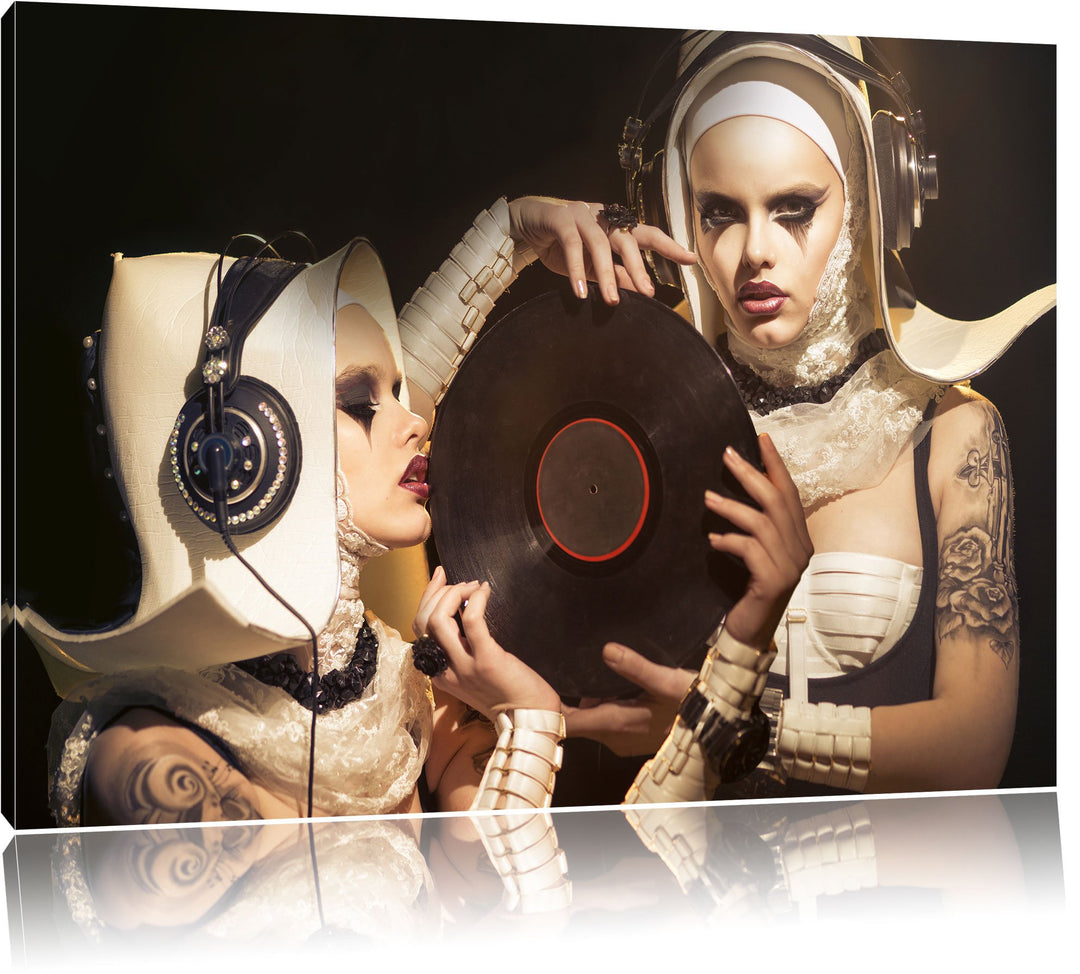 Mysteriöse DJ Frauen, Format: 100x70 auf Leinwand, XXL riesige Bilder fertig gerahmt mit Keilrahmen,