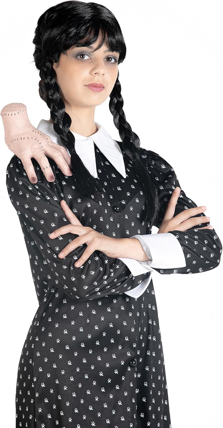 Ciao 11322.M Wednesday Addams Costume Fancy Dress Girl Official with Wig Disguise, Black, White, Siz