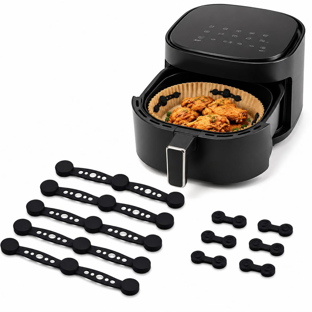 Airfryer Magnete für Backpapier - 24 Stück Magnetische Silikonschnallen für Heissluftfritteusen, Mag