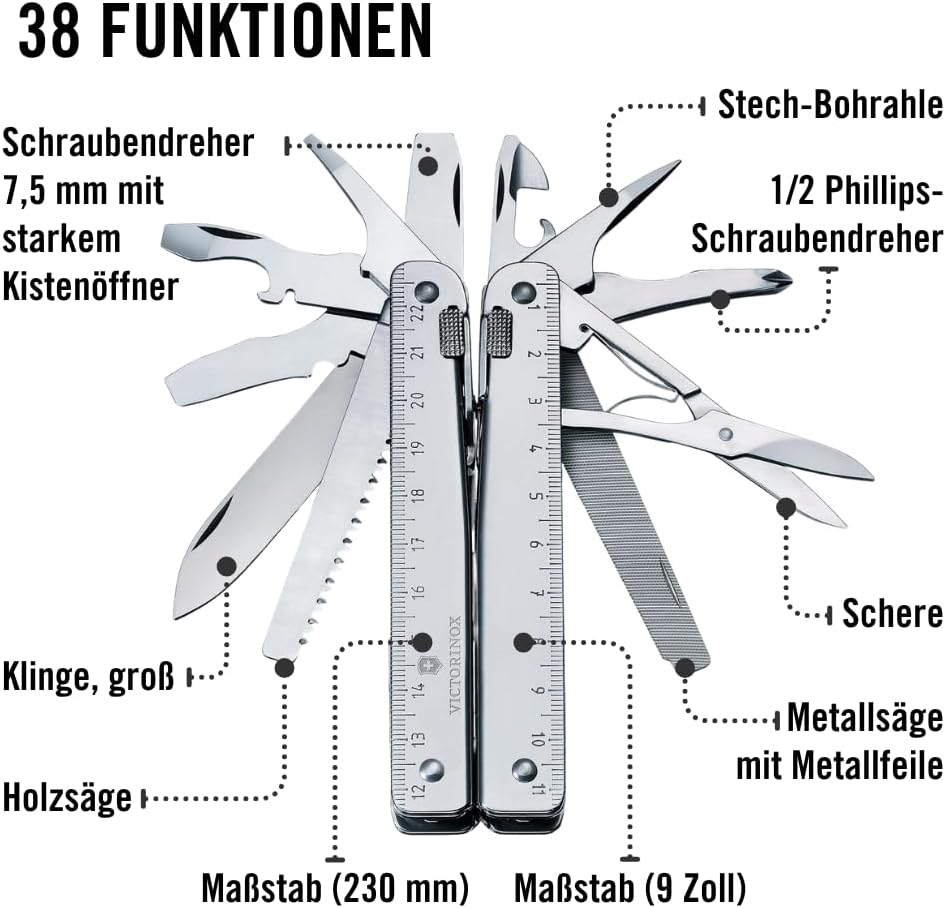 Victorinox Schweizer Taschenmesser Swiss Tool X Plus Ratchet, 40 Funktionen, Multitool inkl. Kombi-S