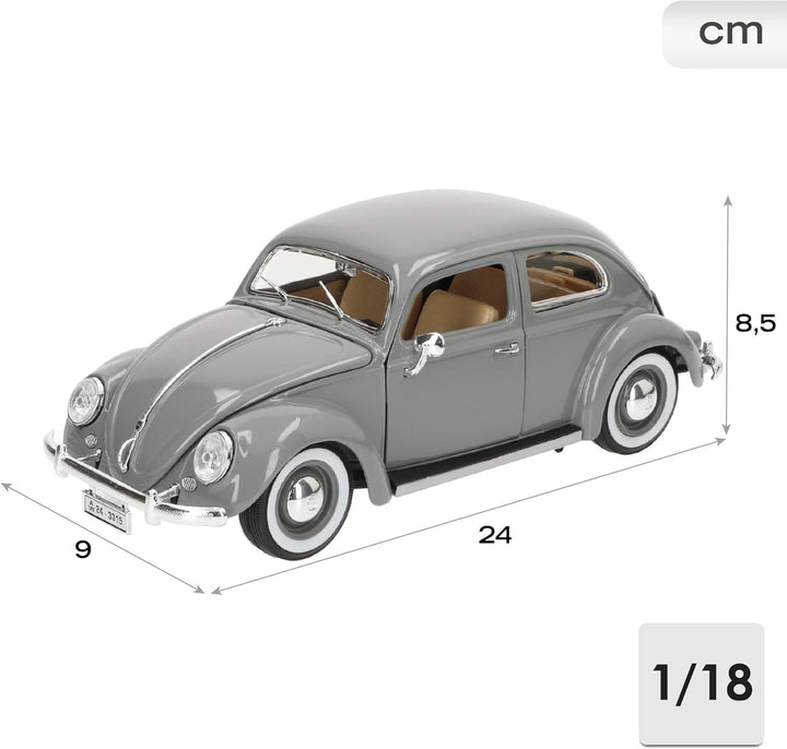 Bburago Volkswagen Käfer (1955): Modellauto im Massstab 1:18, Türen, Kofferraum und Motorhaube beweg