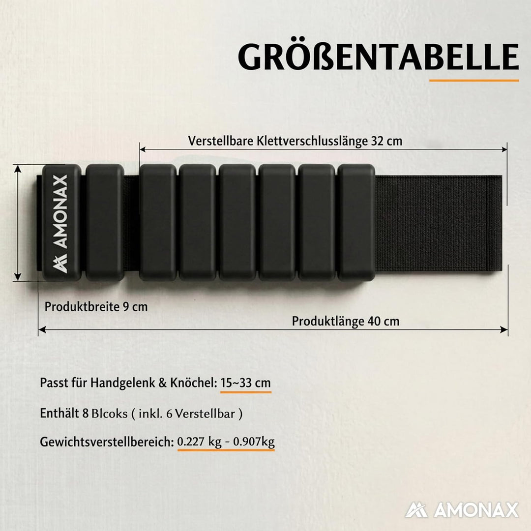 Amonax Gewichtsmanschetten Ankle Weights Set, Fitness Gewichte Für Beine Und Arme, 2x0,5kg Gewichte