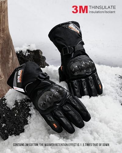 BORLENI Winter Motorradhandschuhe Herren, Motorrad Handschuhe Herr Warm Winterhandschuhe Wasserdicht