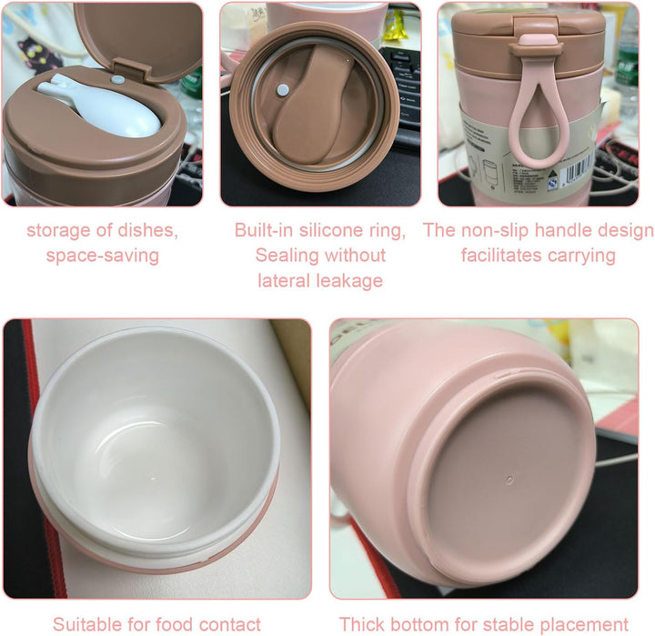 2 Stück Müslibecher To Go mit Deckel,PP-Material Porridge Becher Joghurtbecher to Go mit Löffel,780m