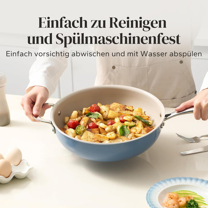 Redchef Bratpfanne 28cm, Pfanne mit Deckel Antihaft Beschichtung Keramikpfanne, Bratpfannen Induktio