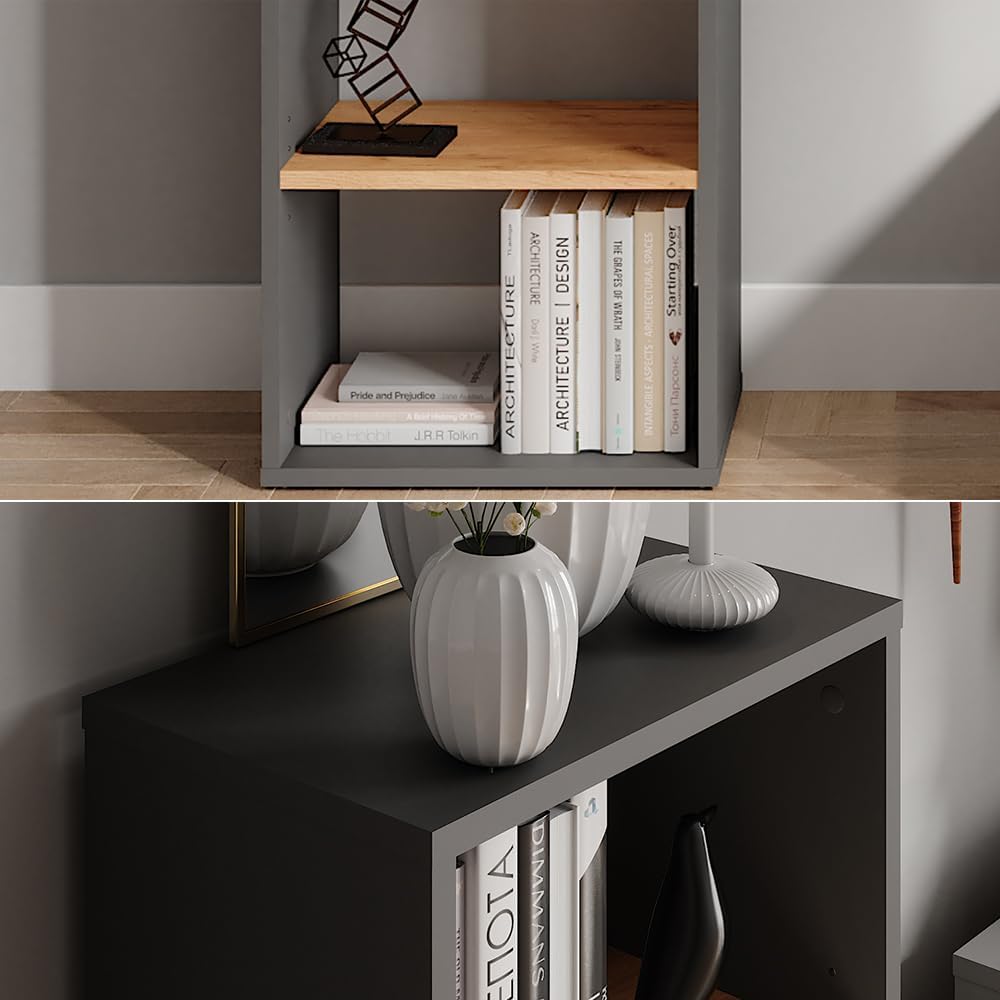 Vicco Standregal Orlando, Anthrazit/Goldkraft Eiche, 40 x 80.1 cm, mit verstellbaren Einlegeböden zu