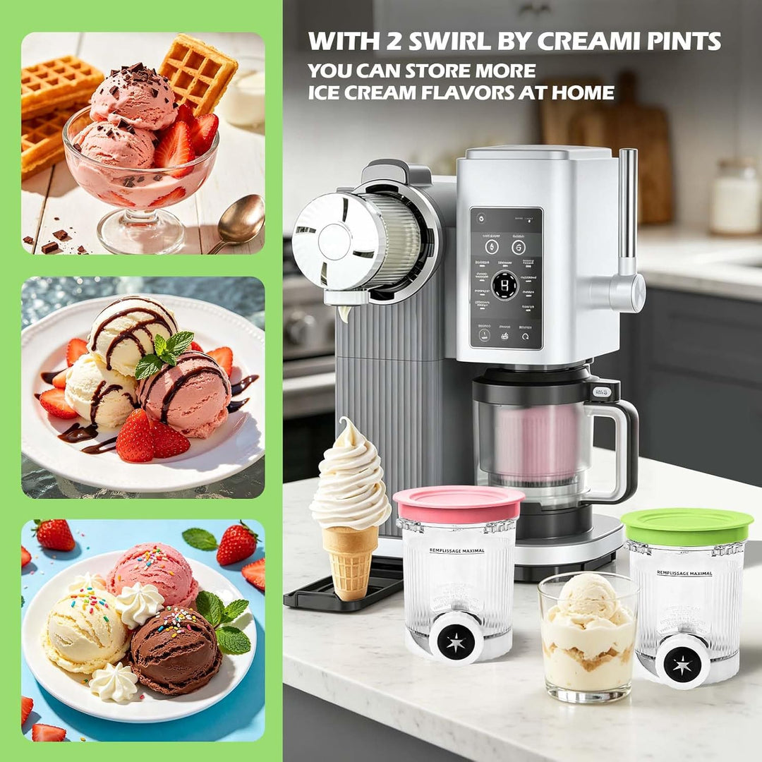 2 Stück Creami Swirl Behälter Kompatibel mit Ninja Creami NC700 und NC701, 480 ml Eisbehälter für Ni
