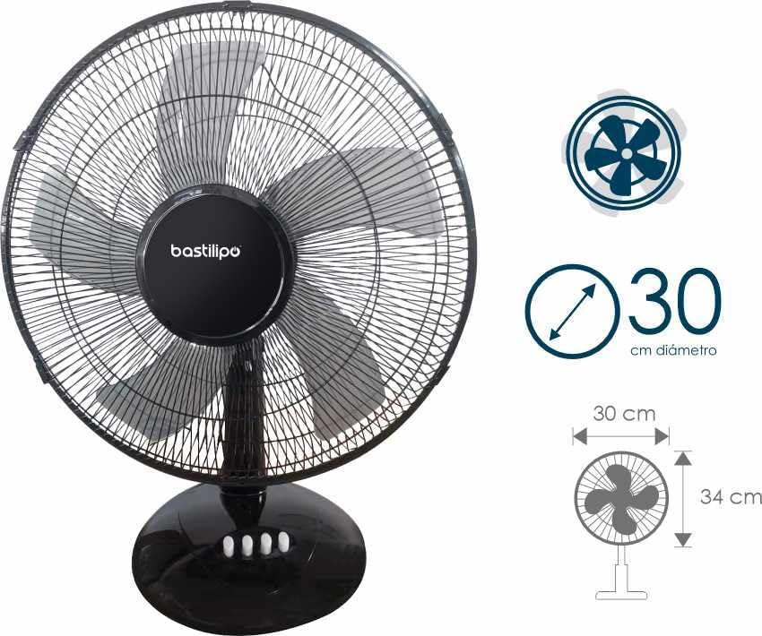 Bastilipo – 30 cm Tischventilator, 35 W Leistung, 3 Geschwindigkeiten, Modell Roche