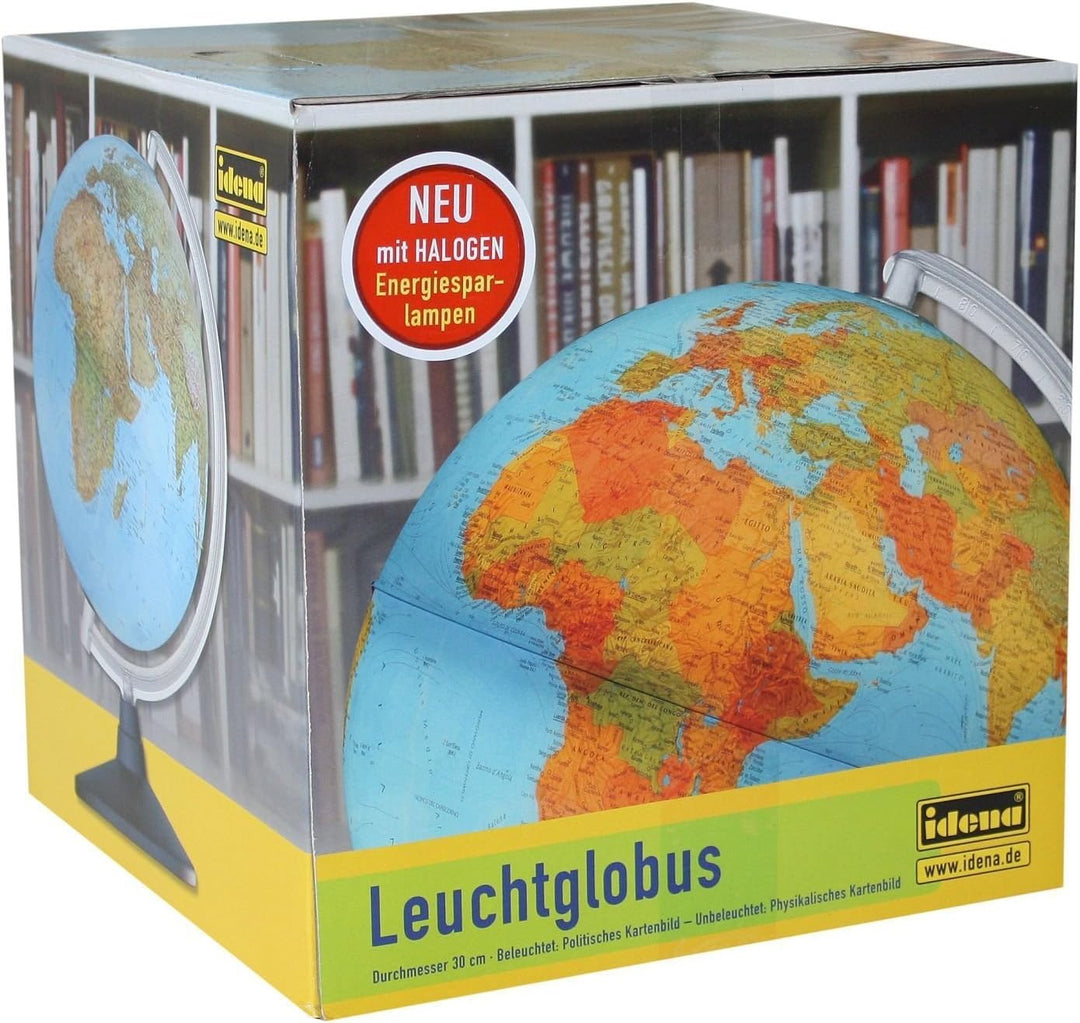 Idena 569902 - Leuchtglobus mit LED Beleuchtung und Ein- und Ausschalter, Durchmesser ca. 30 cm, phy