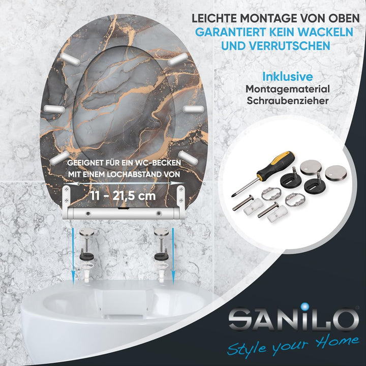 Sanilo WC Sitz mit Absenkautomatik, viele neue Toilettendeckel zur Auswahl, hochwertige Oberfläche,