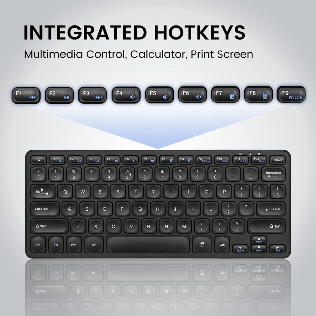 Perixx PERIBOARD-416 Wired Mini USB Keyboard with 4 Hubs - X Type Scissor Keys - Big Print Keys - De