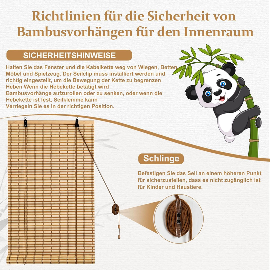 Cy.curtain bright Bambusrollo Bambus Rollo Sonnenschutz und Sichtschutz Rollo,für Fenster Und Türen,