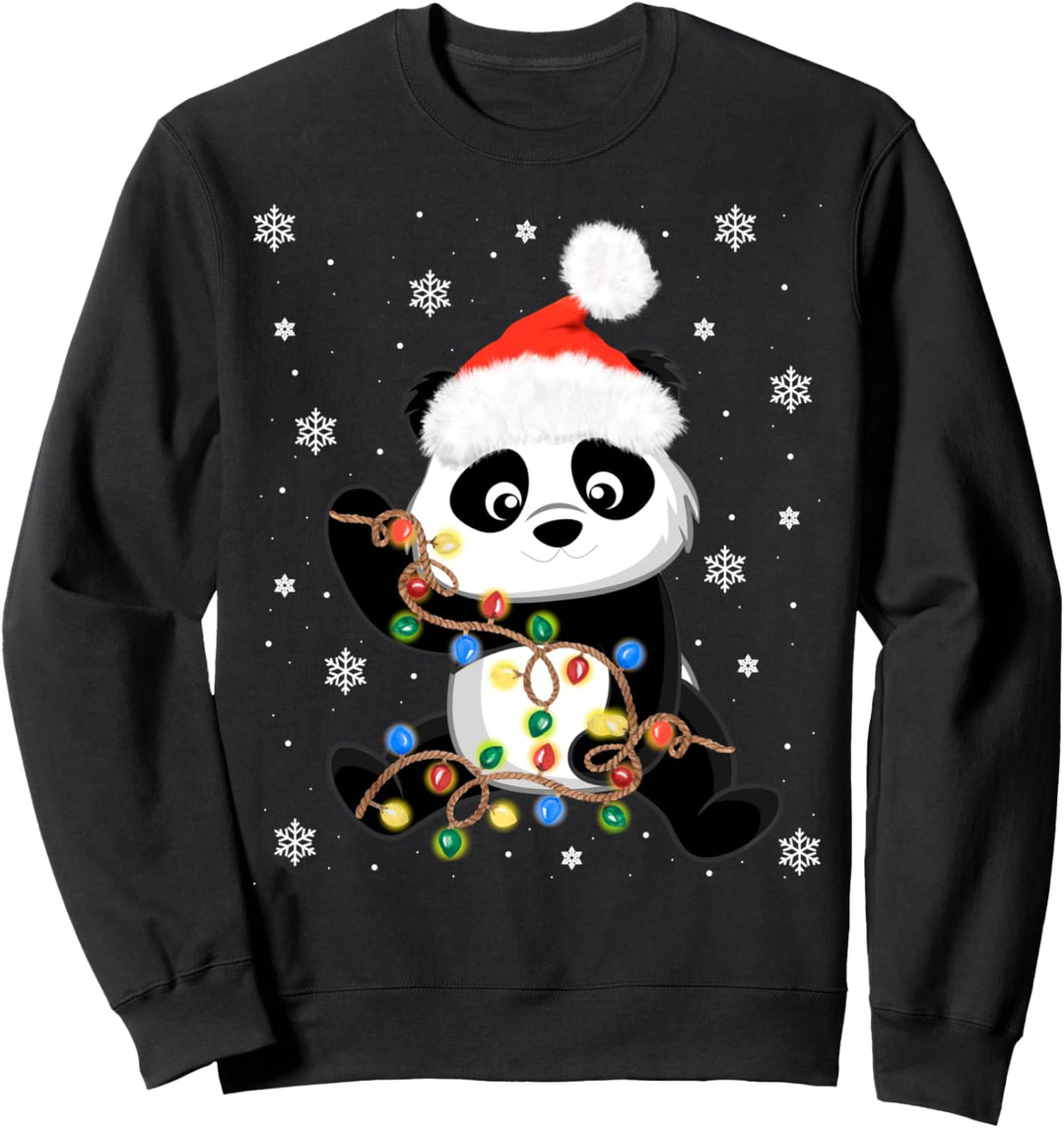 Weihnachtspanda Pandabär Weihnachtslichter Weihnachten Panda Sweatshirt