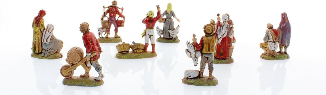 Moranduzzo Set 9 Neapolitanische Hirten für 6 cm Krippe Massstab 1:32 – MINI 6 – Unzerbrechliche Fig