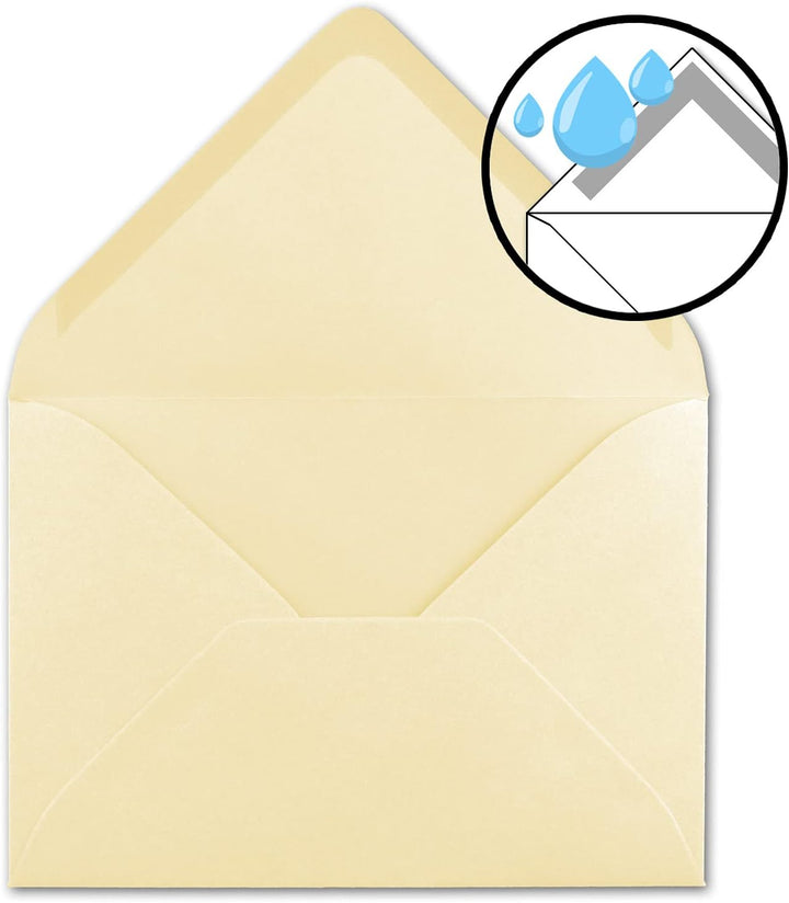 Briefumschläge in Vanille - 150 Stück - DIN C5 Kuverts 22,0 x 15,4 cm - Nassklebung ohne Fenster - W