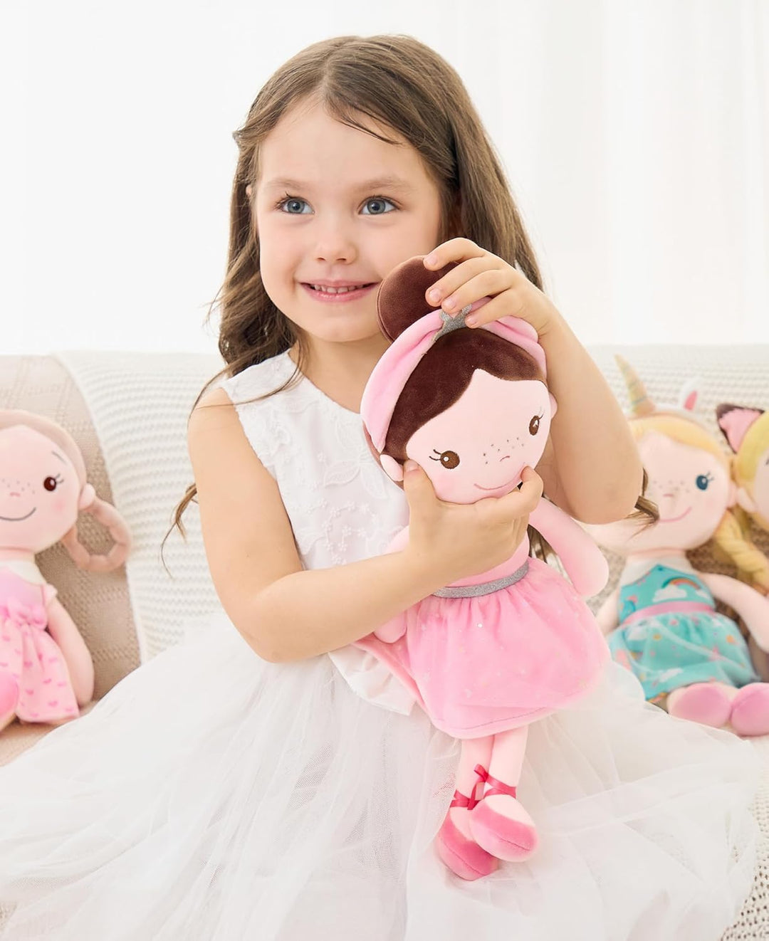 GAGAKU Weiche Stoffpuppe 40cm Schutzengel Puppen, Taufgeschenk für Baby Mädchen Kuscheltier Glücksbr