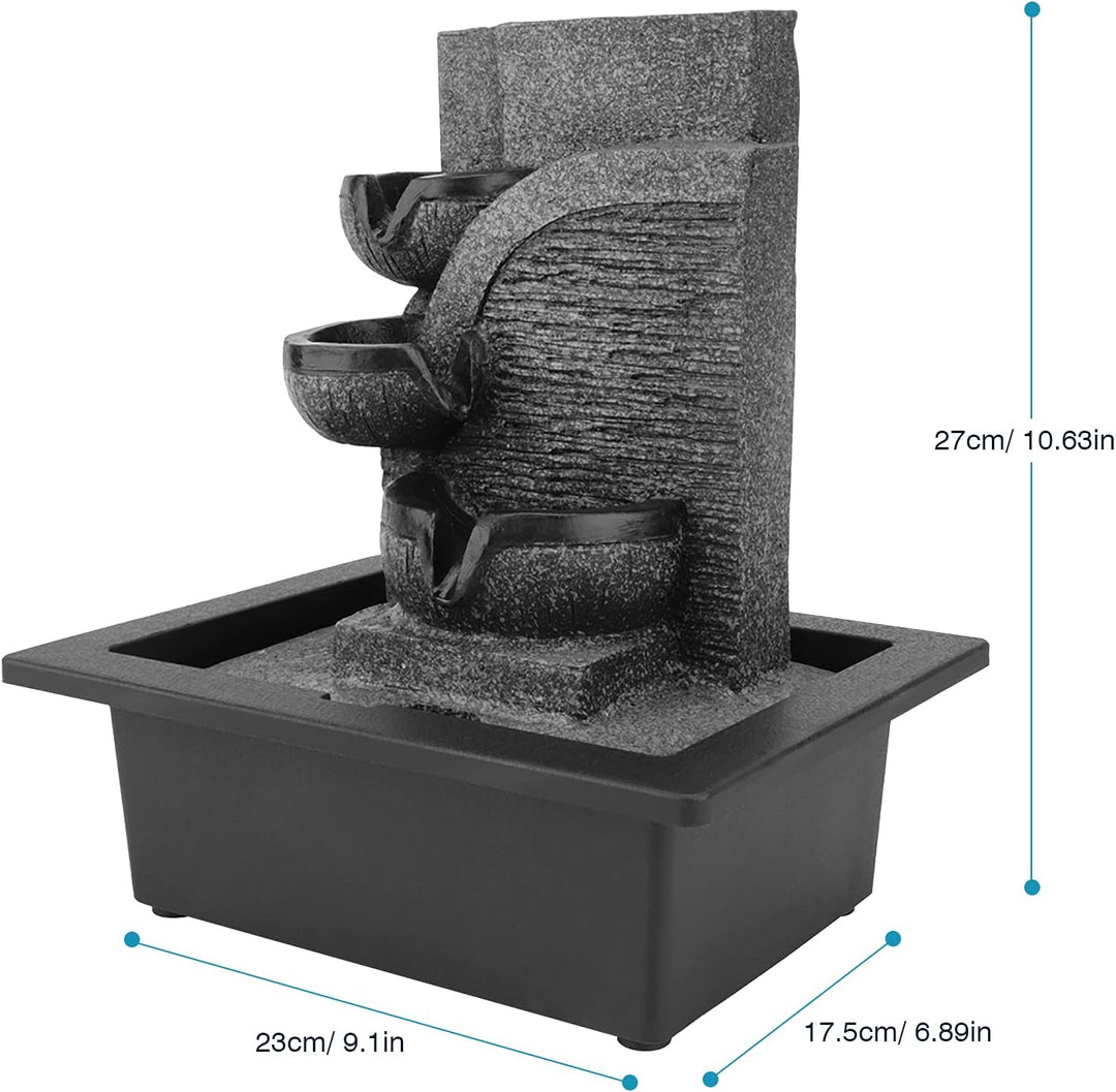 Dyna-Living Weisses Licht LED Zimmerbrunnen, Wohnzimmer Schreibtisch Brunnendekoration mit Beleuchtu