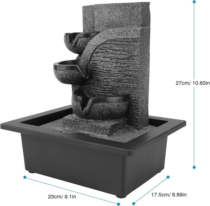 Dyna-Living Weisses Licht LED Zimmerbrunnen, Wohnzimmer Schreibtisch Brunnendekoration mit Beleuchtu