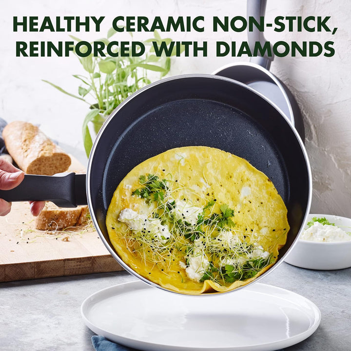 GreenPan Torino Gesunde antihaftbeschichtete Keramik Bratpfanne 24 cm, PFAS-frei, Induktion, Backofe