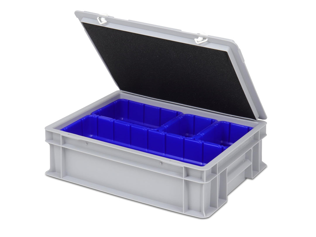 Einsatzkasten Einteilungs-Set für Eurobehälter, Schubladen mit Innenmass 362x262 mm (LxB), 102 mm ho