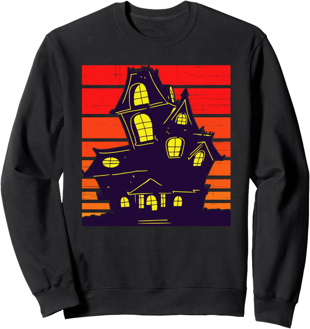 Spukhaus Halloween Sonnenuntergang Streifen Sweatshirt